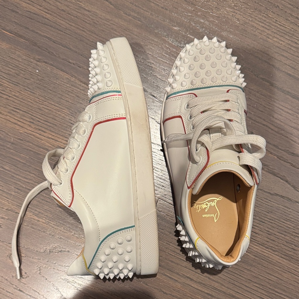 Christian Louboutin White Spiked Sneakers
